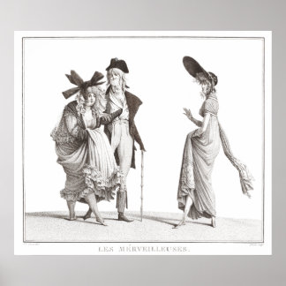 Les Merveilleuses Antique Fransk Mode Skriv ut Poster