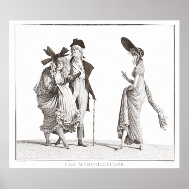 Les Merveilleuses Antique Fransk Mode Skriv ut Poster (Framsidan)