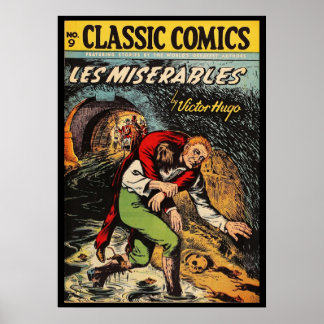 Les Miserables Victor Hugo Tecknad Bok Cover Poster