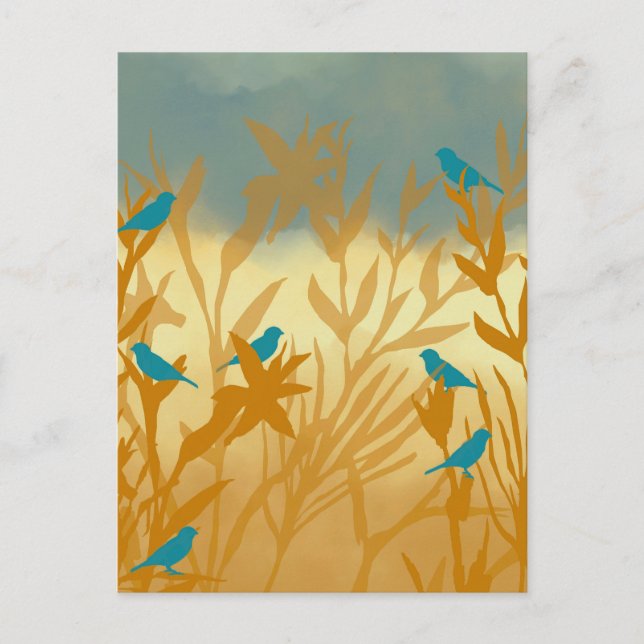 Les oiseaux bleus vykort (Framsida)