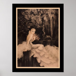 "Les Orchidees et Dame aux Lis" (1 av 2) Art Deco Poster