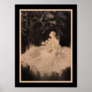 "Les Orchidees et Dame aux Lis" (2 av 2) Art Deco Poster