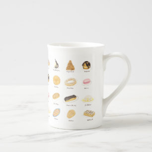 Les Pâtisserie Françaises vattenfärg Benporslin Mugg