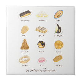 Les Pâtisserie Françaises vattenfärg Kakelplatta