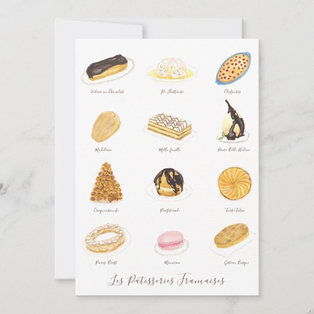 Les Pâtisserie Françaises vattenfärg Tack Kort (Framsida)