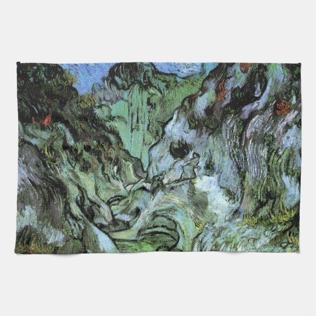 Les Peiroulets-ravinen av Vincent van Gogh Kökshandduk (Horisontell)