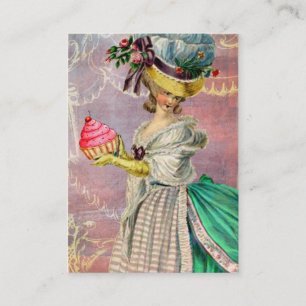 Les Petits GateauxMarie Antoinette muffin & fågel Visitkort