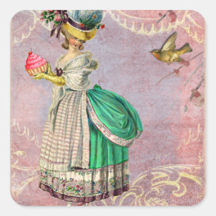 Les Petits GateauxMarie Antoinette muffin Fyrkantigt Klistermärke
