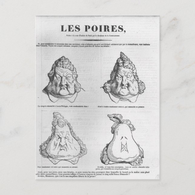 Les Poires, karikatyr av Kung Louis-Philippe Vykort (Framsida)