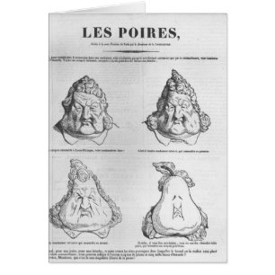 Les Poires, karikatyr av kungen Louis-Philippe Hälsningskort