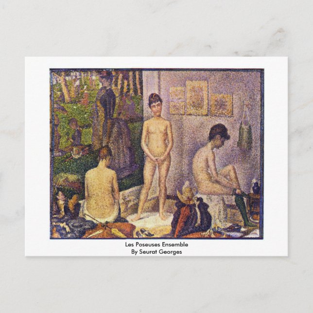 Les Poseuses Ensemble by Seurat Georges Vykort (Framsida)