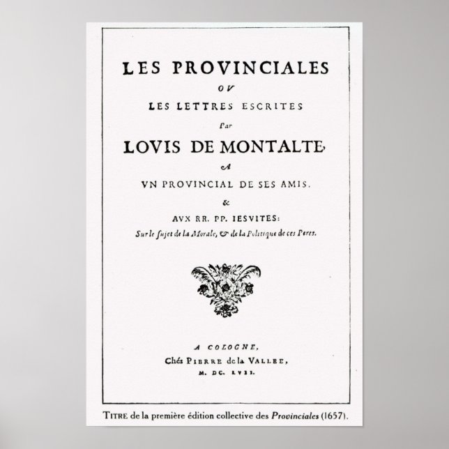 Les Provinciales' av Blaise Pascal Poster (Framsidan)
