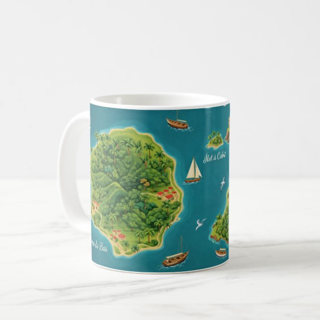Les Saintes – Illustrated Island Map Kaffemugg (Framsida vänster)