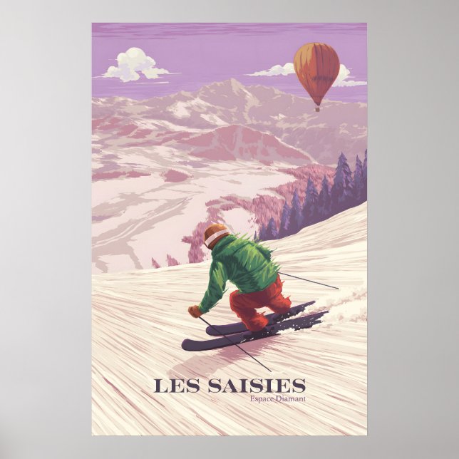 Les Saisies Frankrike Skidort Affisch (Framsidan)