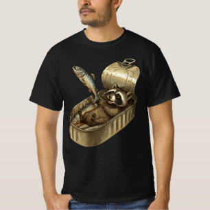 Les Sardines Raccoon Rolig Tvättbjörn på konserv T Shirt