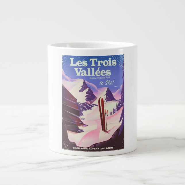 Les Trois Vallées skid resa poster Jumbo Mugg (Framsidan)