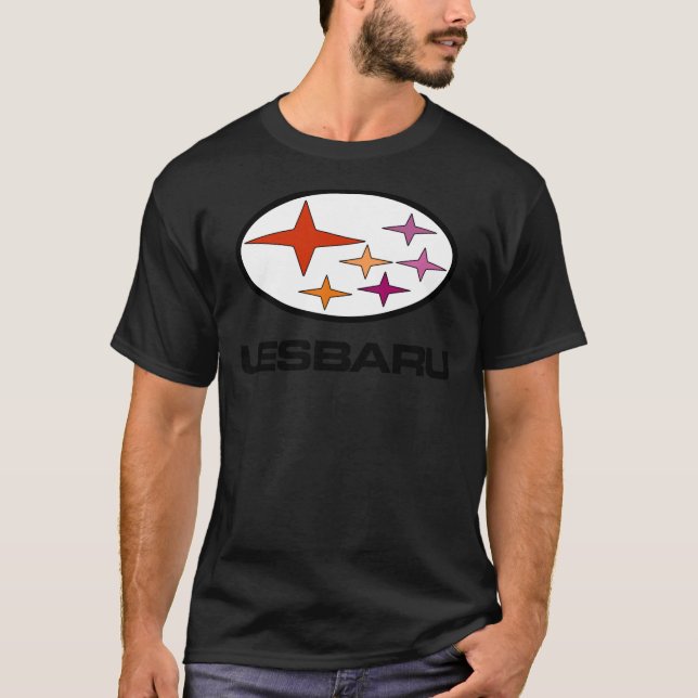 Lesbaru - Lesbian Car Logo Sticker T Shirt (Framsida)