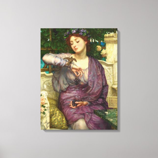 Lesbia och hennes Sparrow (av Edward John Poynter) Canvastryck (Framsida)