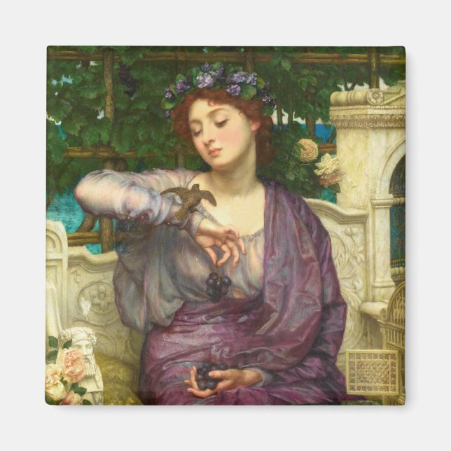 Lesbia och hennes Sparrow (av Edward John Poynter) Magnet (Framsidan)