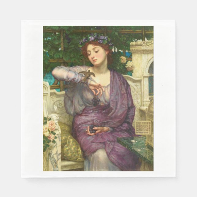 Lesbia och hennes Sparrow (av Edward John Poynter) Pappersservett (Framsidan)