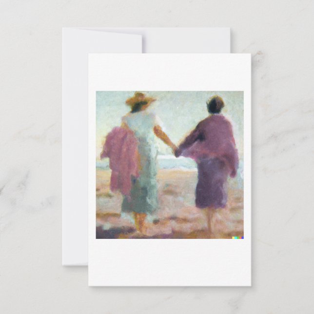 Lesbian Anniversary Card Two Women On The Beach Tack Kort (Framsida)