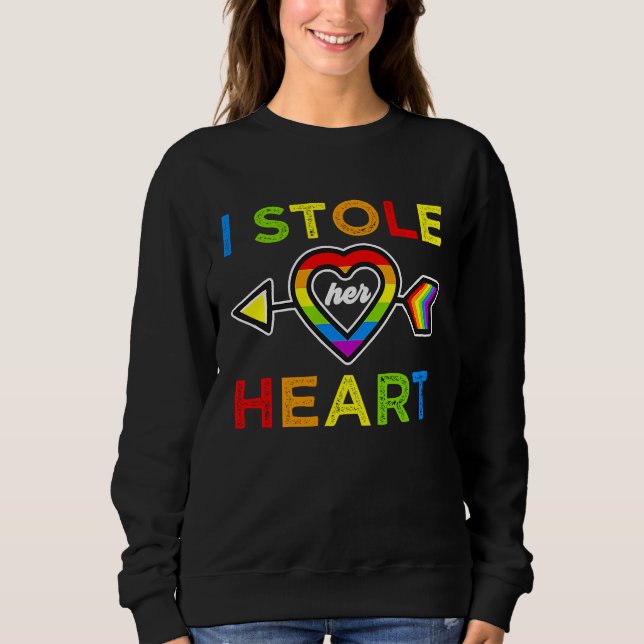 Lesbian Couple And He Stole My Heart Pride Month C T Shirt (Framsida)