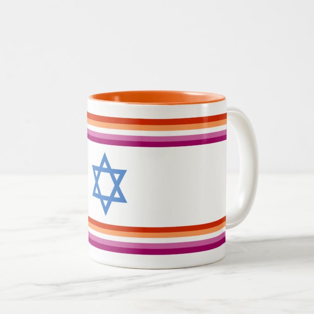 Lesbian Israel Pride Flag Två-Tonad Mugg (Framsida höger)
