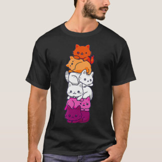 Lesbian Pride Cat LGBT Gay Flag Cute  and boys  T Shirt