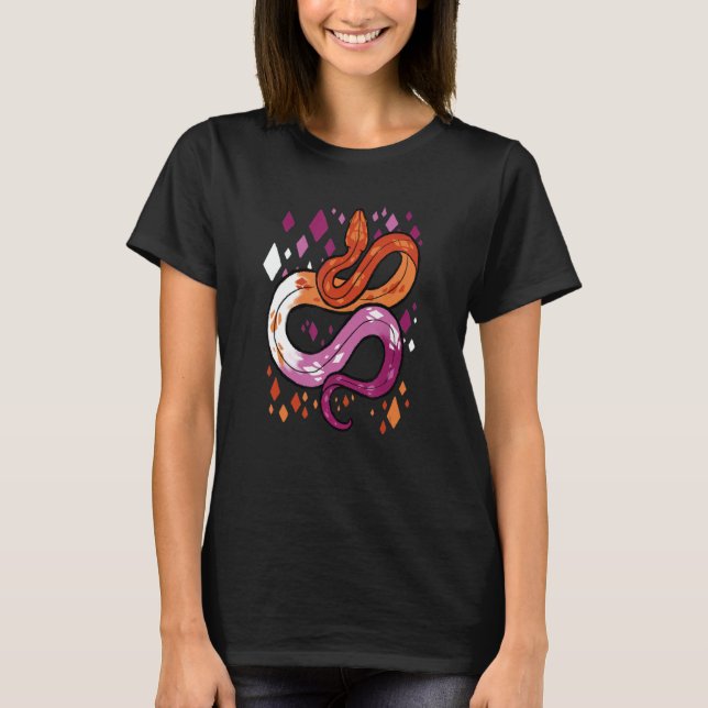 Lesbian Pride Flag Snake T Shirt (Framsida)