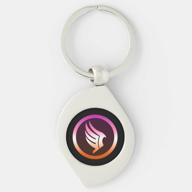 Lesbian Pride Paragon Mass Effect Icon Swirl Silverfärgad Nyckelring (Framsidan)