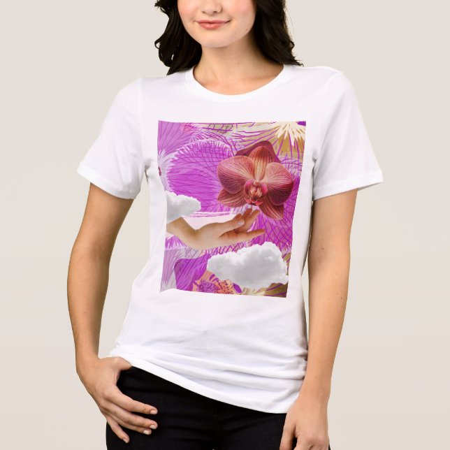 Lesbian Pride Pink Orchid Aesthetic Sapphic WLW T Shirt (Framsida)