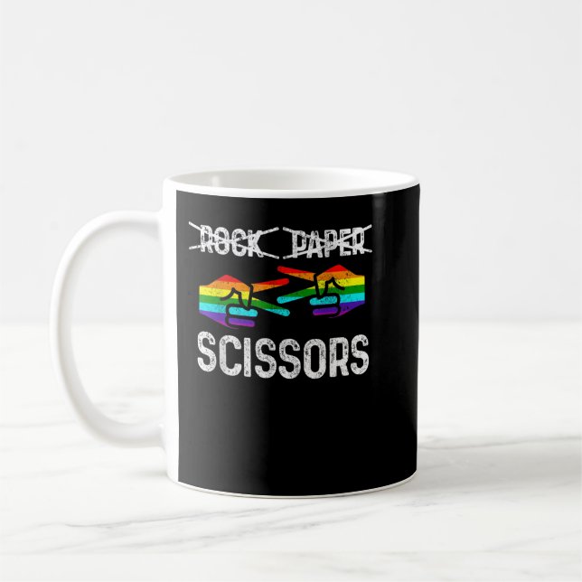 Lesbian Pride Rock Paper Scissors Funny LGBTQ Rain Kaffemugg (Vänster)