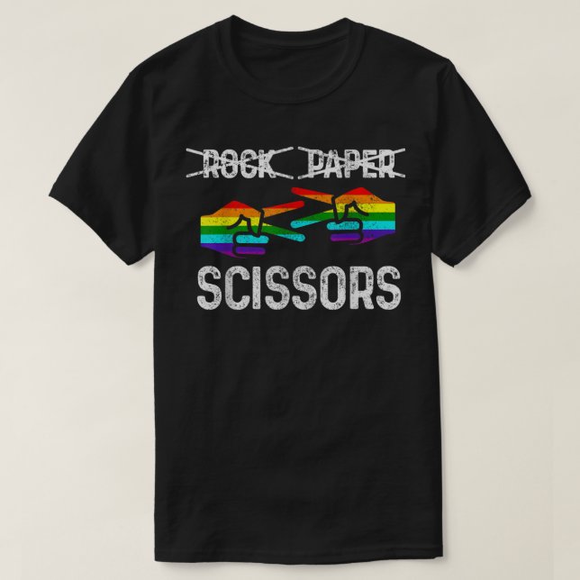 Lesbian Pride Rock Paper Scissors Funny LGBTQ Rain T Shirt (Design framsida)