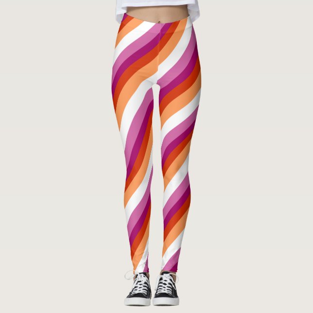 Lesbian Stripes | Lesbian Pride  Leggings (Framsida)