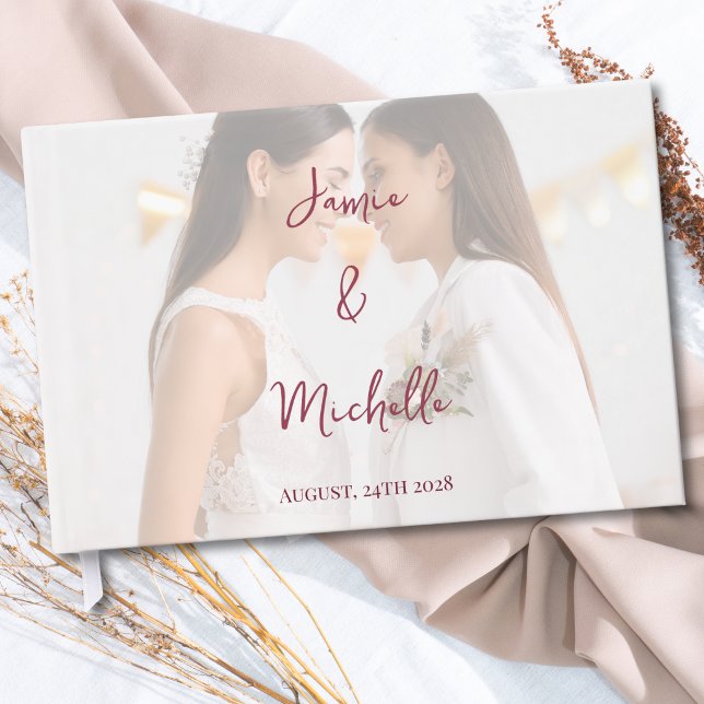 Lesbian Wedding Photo Pride Flag Gradient Gästböcker (Skapare uppladdad)