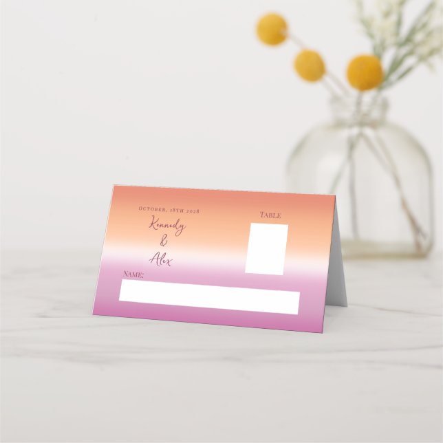 Lesbian Wedding Pride Flag Gradient Place Cards Placeringskort (Framsida)