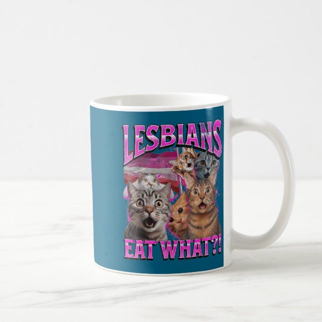 Lesbians Eat What_! Funny Cat Gay Pride Lgbtq Pun  Kaffemugg (Höger)