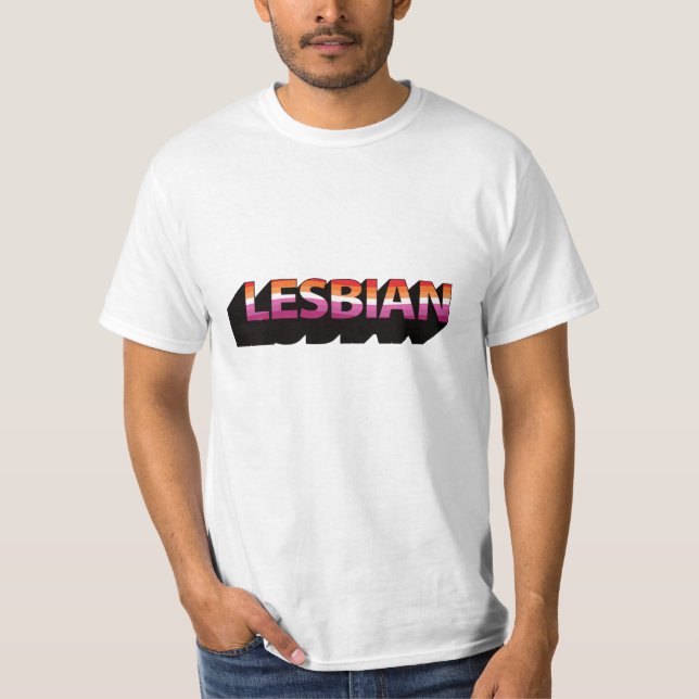 Lesbisk 3D-flagga T Shirt (Framsida)