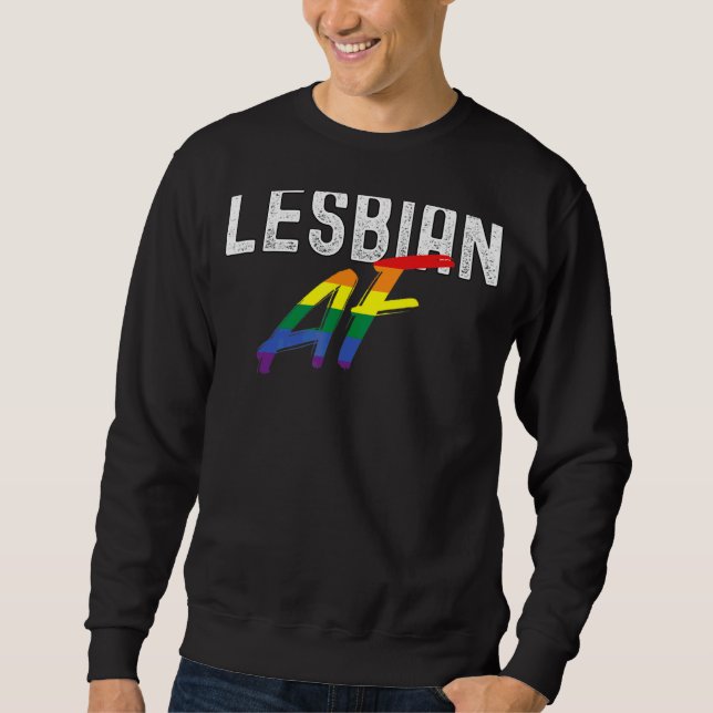 Lesbisk Af Rainbow LGBT Pride och Gay Kärlek Parad Lång Ärmad Tröja (Framsida)