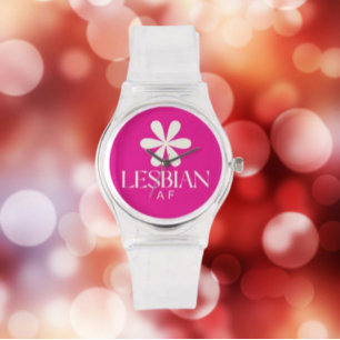 Lesbisk AF Vit Blomma Urklocka Armbandsur