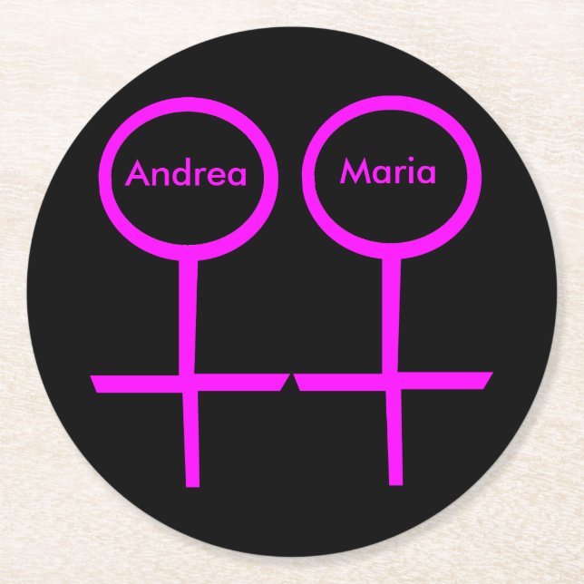 Lesbisk Älskare Anpassade Papper Underlägg Rund (Framsidan)