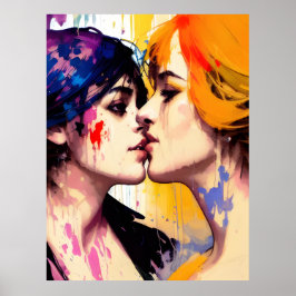 Lesbisk Älskare Kiss Poster