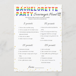 Lesbisk Bachelorette Party Game, Scavenger Hunt Inbjudningar