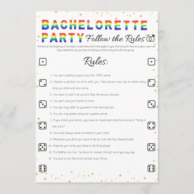 Lesbisk Bachelorette Party-spel, följ Regler Inbjudningar (Framsida)