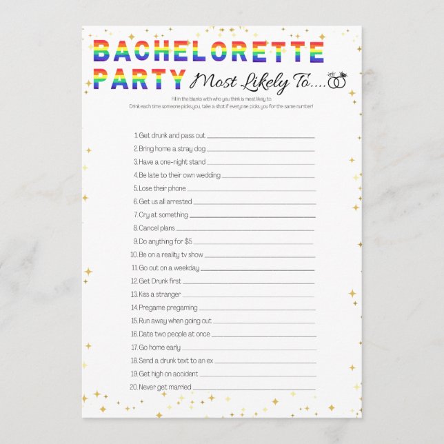 Lesbisk Bachelorette Party-spel, troligast för Inbjudningar (Framsida)