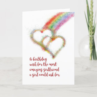 Lesbisk Birthday Wish for Girlkompis, Hearts Kort