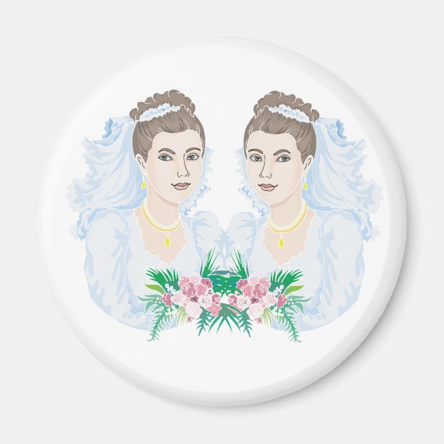 Lesbisk Brides Bröllop Magnet (Framsidan)