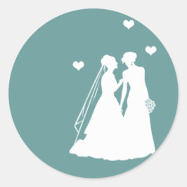Lesbisk Brides Bröllop Runt Klistermärke