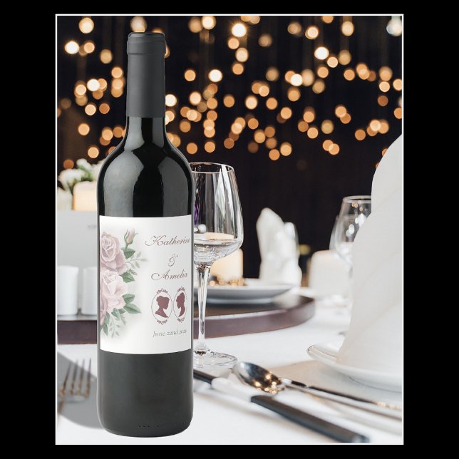 Lesbisk Brides ReEmergency Rosa ros Vinflaska Etikett (Skapare uppladdad)