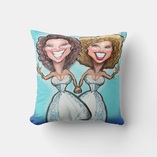 Lesbisk Bröllop Cake Toppers Kudde (Framsida)